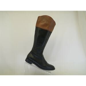 Aldo Womens Black Brown Leather Zip Knee High Riding Fashion Boots Size 39 EUR